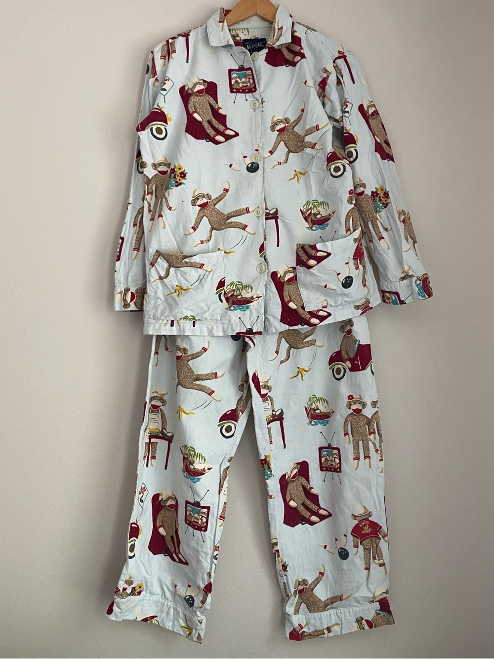 Nick and Nora Sock monkey y2k pj 2 piece set size medium
